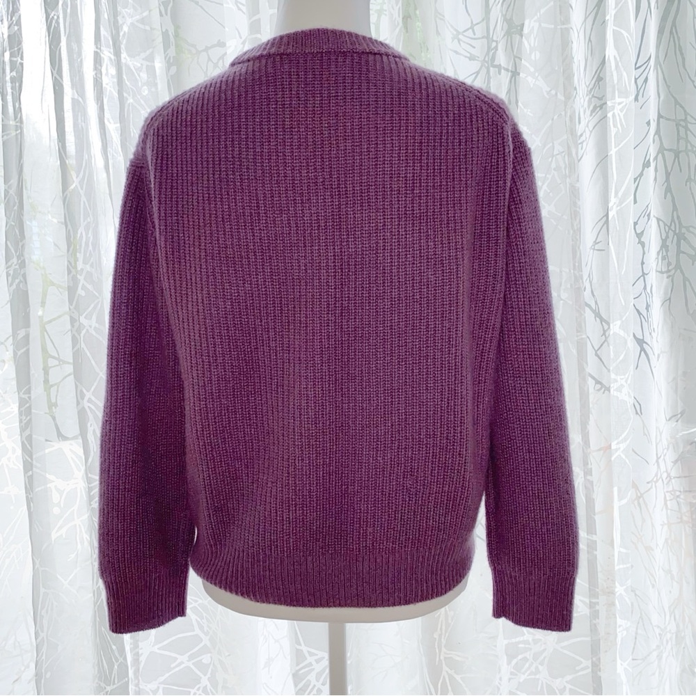 RAVELLA purple Lombardia Cashmere Fisherman ribbed crewneck Sweater - Picture 3 of 12